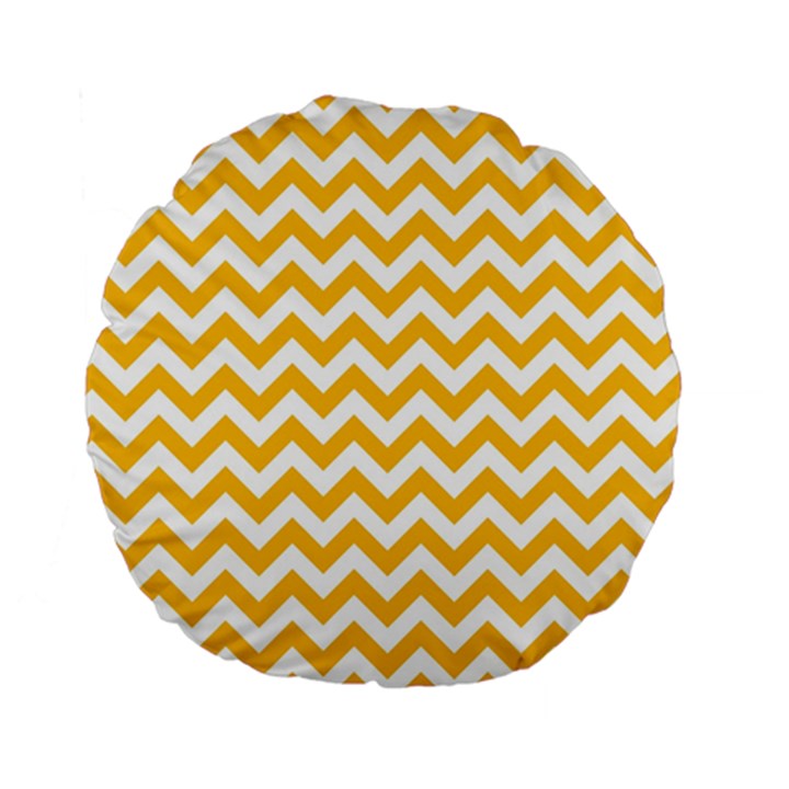 Sunny Yellow And White Zigzag Pattern 15  Premium Round Cushion 