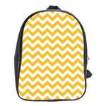 Sunny Yellow And White Zigzag Pattern School Bag (XL) Front