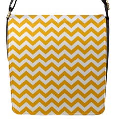 Sunny Yellow And White Zigzag Pattern Flap Closure Messenger Bag (small) by Zandiepants