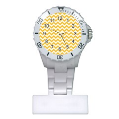 Sunny Yellow And White Zigzag Pattern Nurses Watch