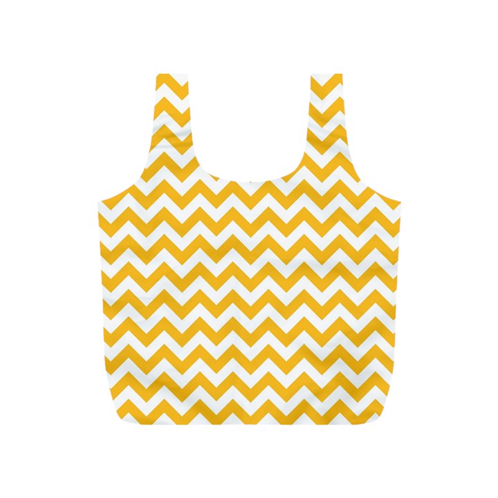 Sunny Yellow And White Zigzag Pattern Reusable Bag (S)