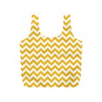 Sunny Yellow And White Zigzag Pattern Reusable Bag (S) Back