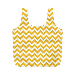 Sunny Yellow And White Zigzag Pattern Reusable Bag (m) by Zandiepants