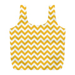 Sunny Yellow And White Zigzag Pattern Reusable Bag (l) by Zandiepants