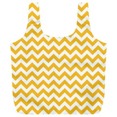 Sunny Yellow And White Zigzag Pattern Reusable Bag (XL)