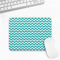 Turquoise And White Zigzag Pattern Small Mouse Pad (rectangle) by Zandiepants