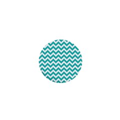 Turquoise And White Zigzag Pattern 1  Mini Button by Zandiepants