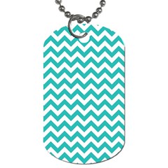 Turquoise And White Zigzag Pattern Dog Tag (one Sided)