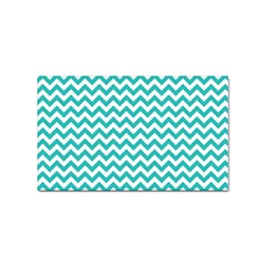 Turquoise And White Zigzag Pattern Sticker 100 Pack (rectangle) by Zandiepants