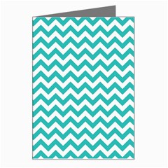 Turquoise And White Zigzag Pattern Greeting Card by Zandiepants