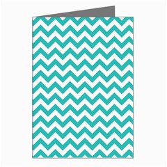 Turquoise And White Zigzag Pattern Greeting Card (8 Pack) by Zandiepants