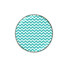 Turquoise And White Zigzag Pattern Golf Ball Marker (for Hat Clip) by Zandiepants