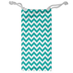 Turquoise And White Zigzag Pattern Jewelry Bag by Zandiepants