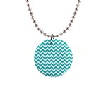 Turquoise And White Zigzag Pattern Button Necklace Front