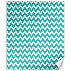 Turquoise And White Zigzag Pattern Canvas 8  X 10  (unframed)