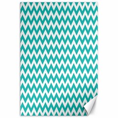 Turquoise And White Zigzag Pattern Canvas 12  X 18  (unframed)