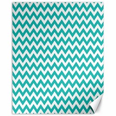 Turquoise And White Zigzag Pattern Canvas 16  X 20  (unframed) by Zandiepants