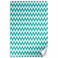 Turquoise And White Zigzag Pattern Canvas 24  X 36  (unframed) by Zandiepants