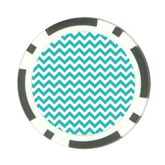 Turquoise And White Zigzag Pattern Poker Chip by Zandiepants