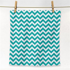 Turquoise And White Zigzag Pattern Face Towel by Zandiepants