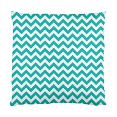 Turquoise And White Zigzag Pattern Cushion Case (two Sided) 