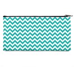 Turquoise And White Zigzag Pattern Pencil Case Back