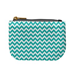 Turquoise And White Zigzag Pattern Coin Change Purse by Zandiepants