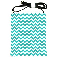 Turquoise And White Zigzag Pattern Shoulder Sling Bag by Zandiepants