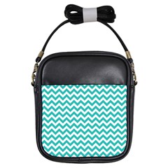 Turquoise And White Zigzag Pattern Girl s Sling Bag