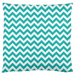 Turquoise And White Zigzag Pattern Large Cushion Case (two Sided) 