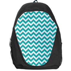 Turquoise And White Zigzag Pattern Backpack Bag by Zandiepants