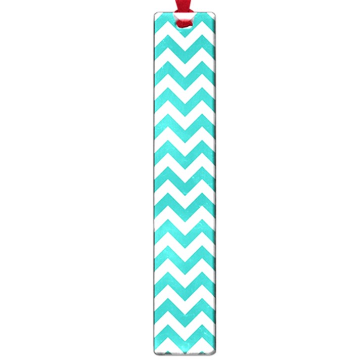 Turquoise And White Zigzag Pattern Large Bookmark