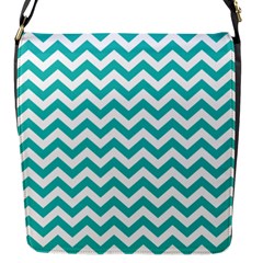 Turquoise And White Zigzag Pattern Flap Closure Messenger Bag (small) by Zandiepants