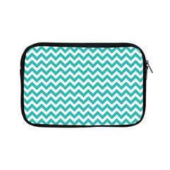 Turquoise And White Zigzag Pattern Apple Ipad Mini Zippered Sleeve by Zandiepants