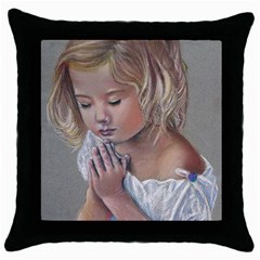 Prayinggirl Black Throw Pillow Case by TonyaButcher