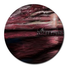 Pier At Midnight 8  Mouse Pad (round) by TonyaButcher