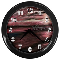 Pier At Midnight Wall Clock (black)