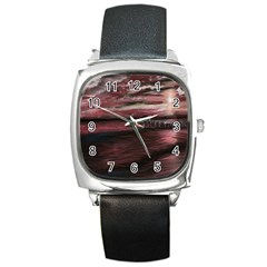 Pier At Midnight Square Leather Watch