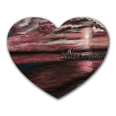 Pier At Midnight Mouse Pad (heart) by TonyaButcher