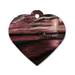 Pier At Midnight Dog Tag Heart (one Sided) 