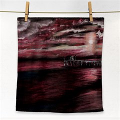 Pier At Midnight Face Towel by TonyaButcher