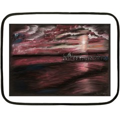 Pier At Midnight Mini Fleece Blanket (two Sided)