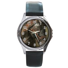 Storm Round Leather Watch (silver Rim)