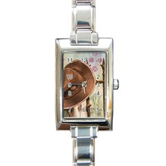 Hat On The Fence Rectangular Italian Charm Watch by TonyaButcher