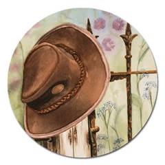 Hat On The Fence Magnet 5  (round) by TonyaButcher