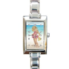 Beach Play Sm Rectangular Italian Charm Watch