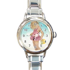 Beach Play Sm Round Italian Charm Watch by TonyaButcher