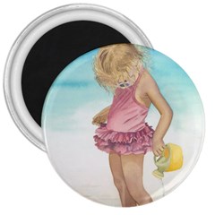 Beach Play Sm 3  Button Magnet by TonyaButcher