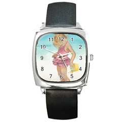 Beach Play Sm Square Leather Watch by TonyaButcher