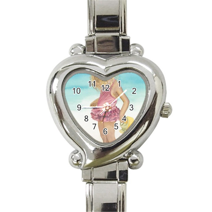 Beach Play Sm Heart Italian Charm Watch 